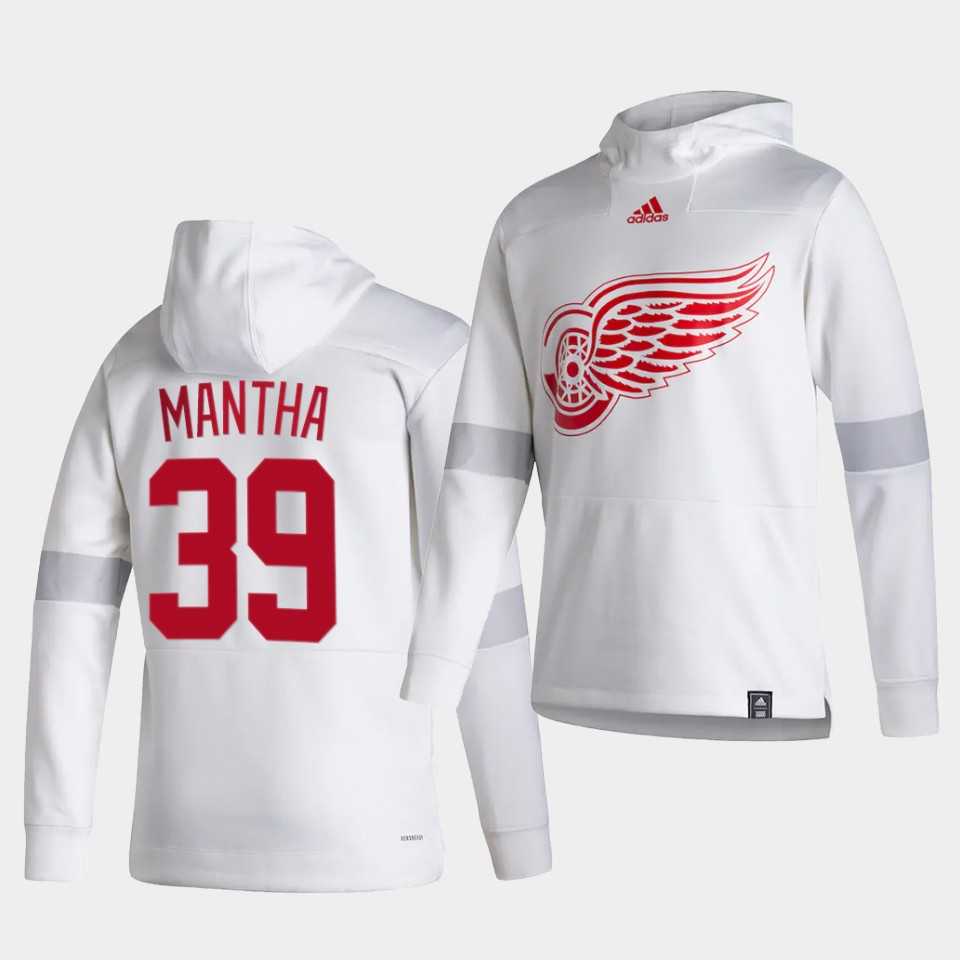Men Detroit Red Wings 39 Mantha White NHL 2021 Adidas Pullover Hoodie Jersey